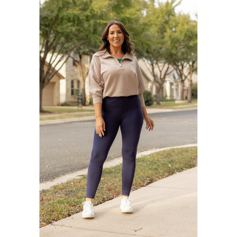 *Ready to Ship | The Nadia - NAVY Crossover Full Length Leggings with Pockets  - Luxe Leggings by Julia Rose®