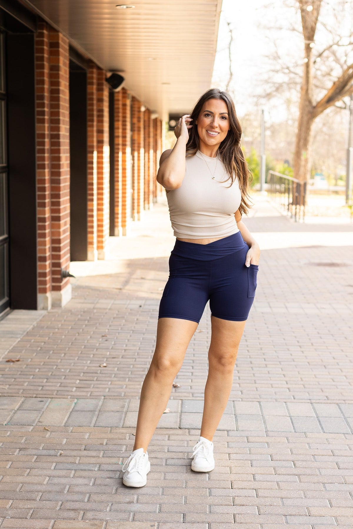 Ready to Ship | The Abby - NAVY Crossover Biker 5" Shorts  - Luxe Leggings by Julia Rose®