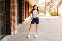 Ready to Ship | The Abby - NAVY Crossover Biker 5" Shorts  - Luxe Leggings by Julia Rose®