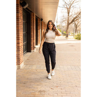 Julia Rose The Reagan black joggers, Women wearing black joggers Luxe Leggings by Julia Rose