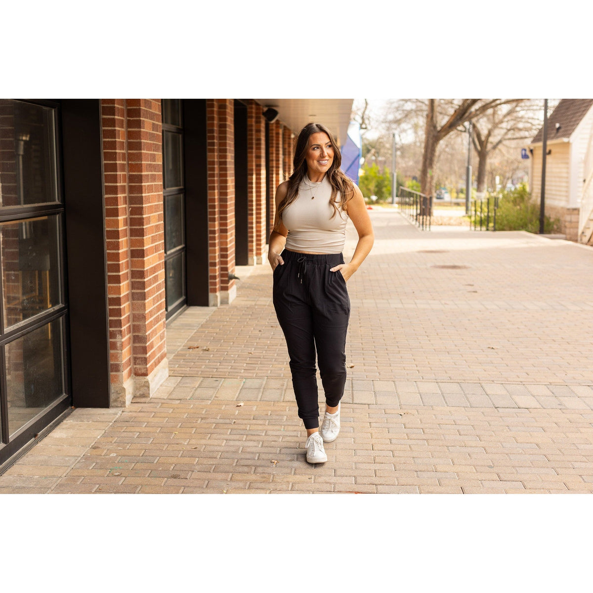 Julia Rose The Reagan black joggers, Women wearing black joggers Luxe Leggings by Julia Rose