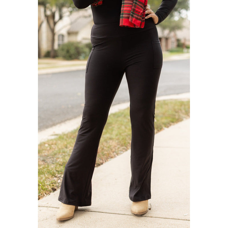 Ready to Ship | The Vanessa - 30” - Black Bootcut Leggings R3