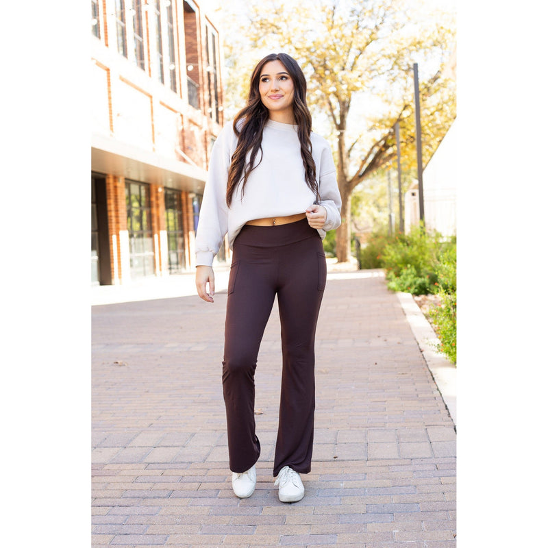 Ready to Ship | The Rhea - 30"  BROWN Bootcut Leggings with Pockets*