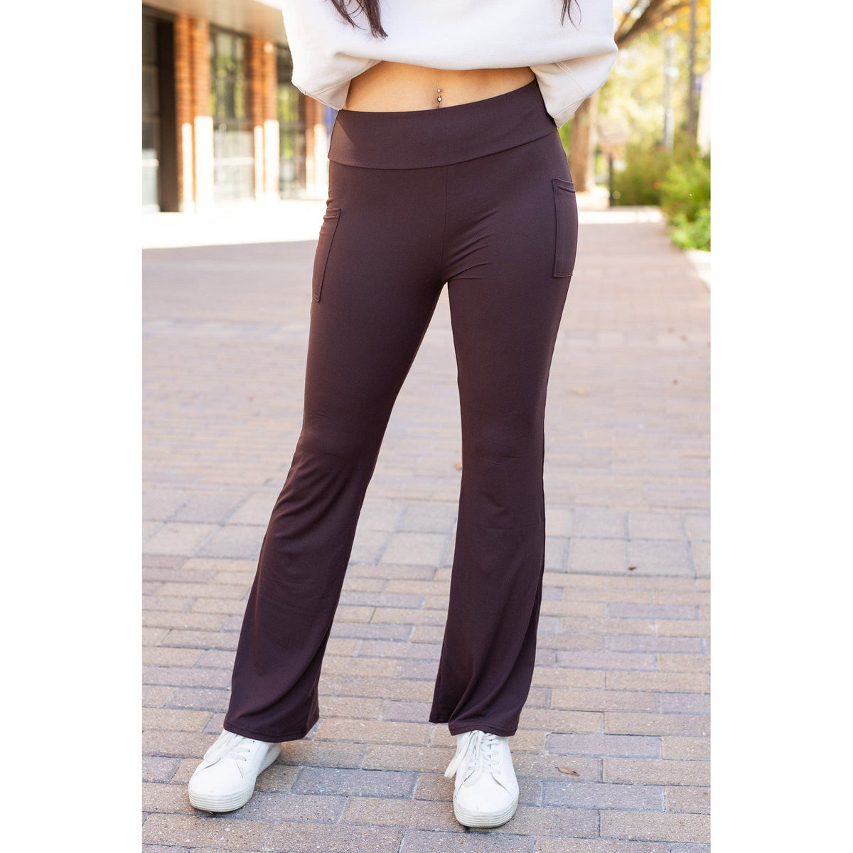 Ready to Ship | The Rhea - 30"  BROWN Bootcut Leggings with Pockets*