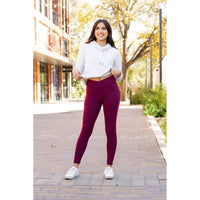 *Ready to Ship | The Molly - MAROON Crossover Full Length Leggings with Pockets  - Luxe Leggings by Julia Rose®