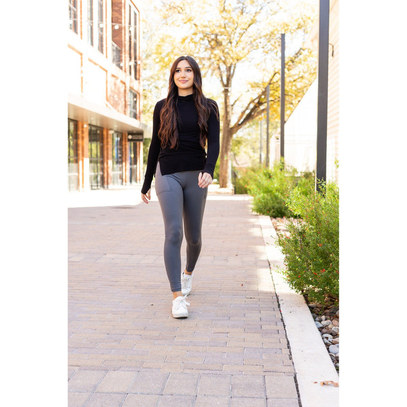 *Ready to Ship | The Caitlin - CHARCOAL Crossover Full Length Leggings with Pockets  - Luxe Leggings by Julia Rose®