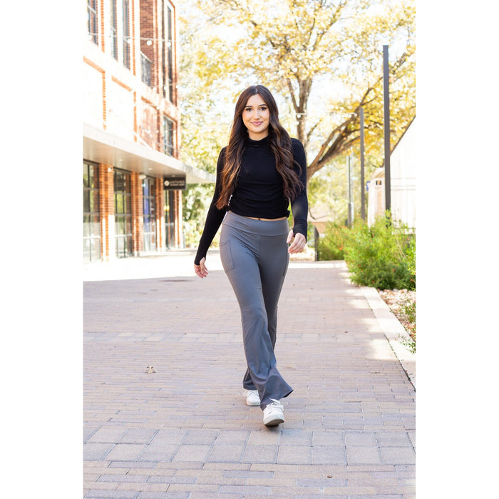 Ready to Ship | The Cassie - 30"  CHARCOAL Bootcut Leggings with Pockets*