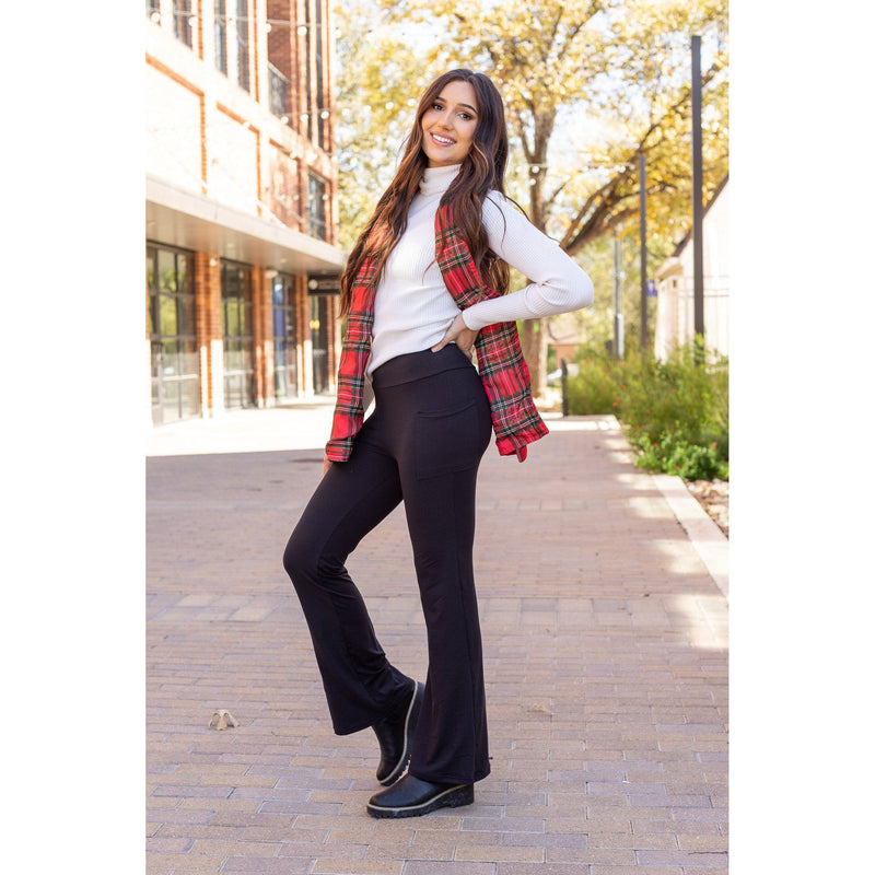 Ready to Ship | The Vanessa - 30” - Black Bootcut Leggings R3