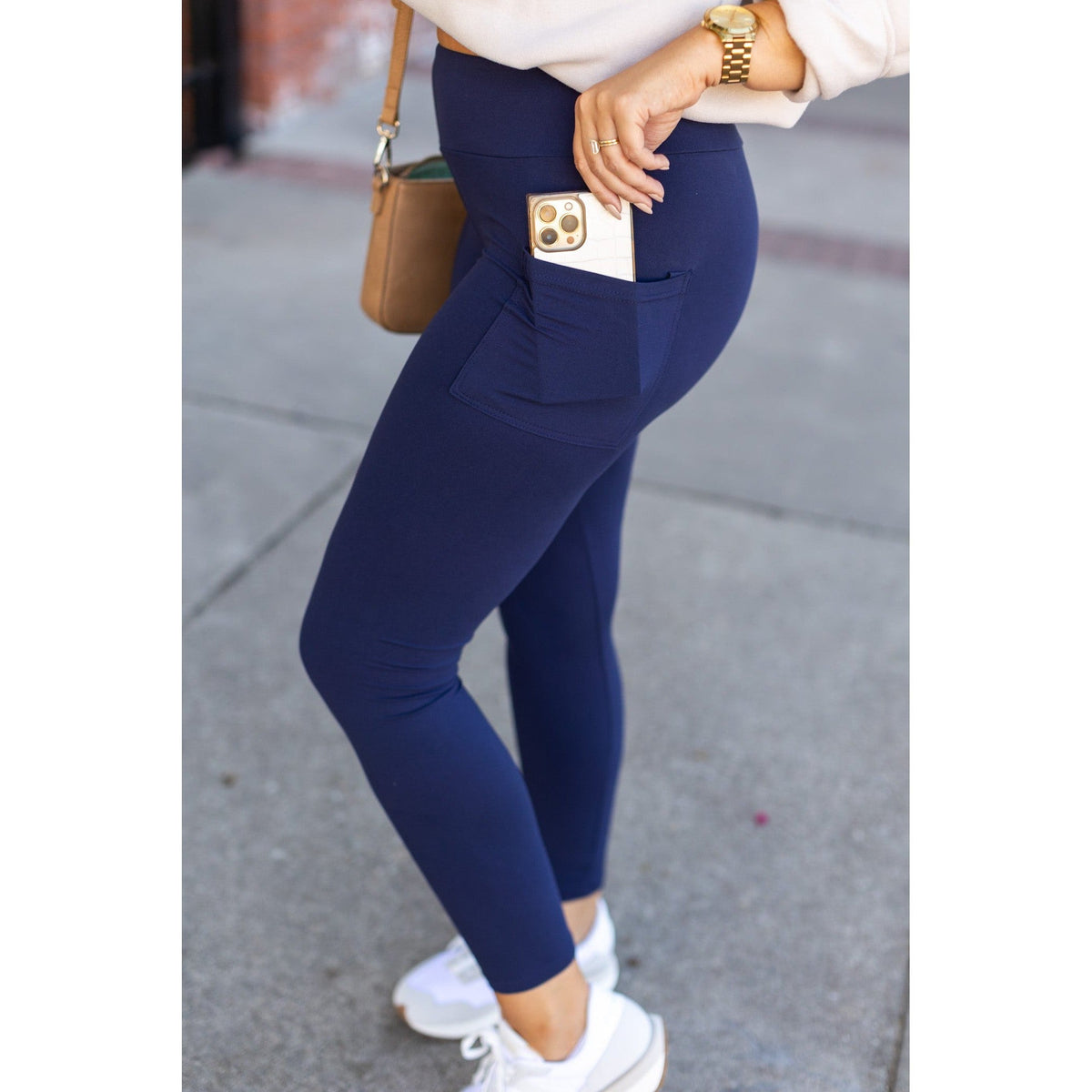 Ready to Ship | Navy Full-Length with Pocket Leggings - Luxe Leggings by Julia Rose®