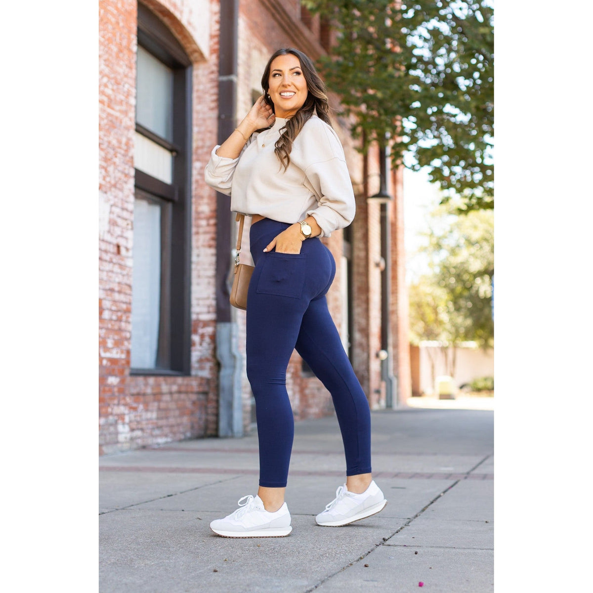 Ready to Ship | Navy Full-Length with Pocket Leggings - Luxe Leggings by Julia Rose®