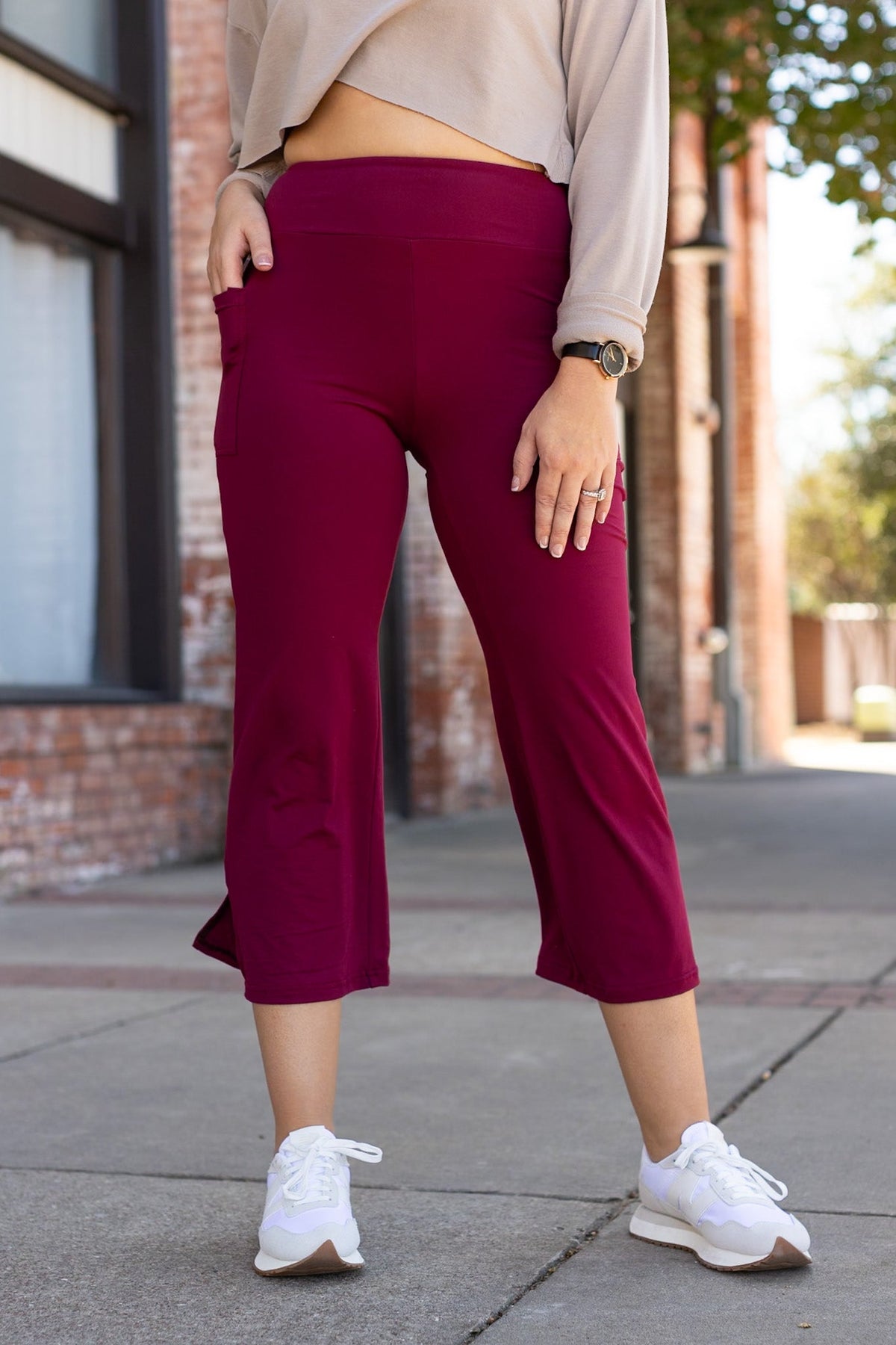 Ready to Ship | The Courtney - Maroon High Waisted Gaucho Pants - ROUND 2