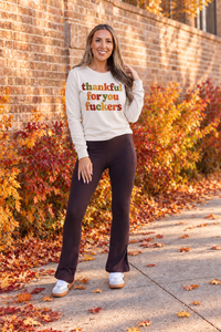 The Brandy - Brown Flare Leggings WITH POCKETS