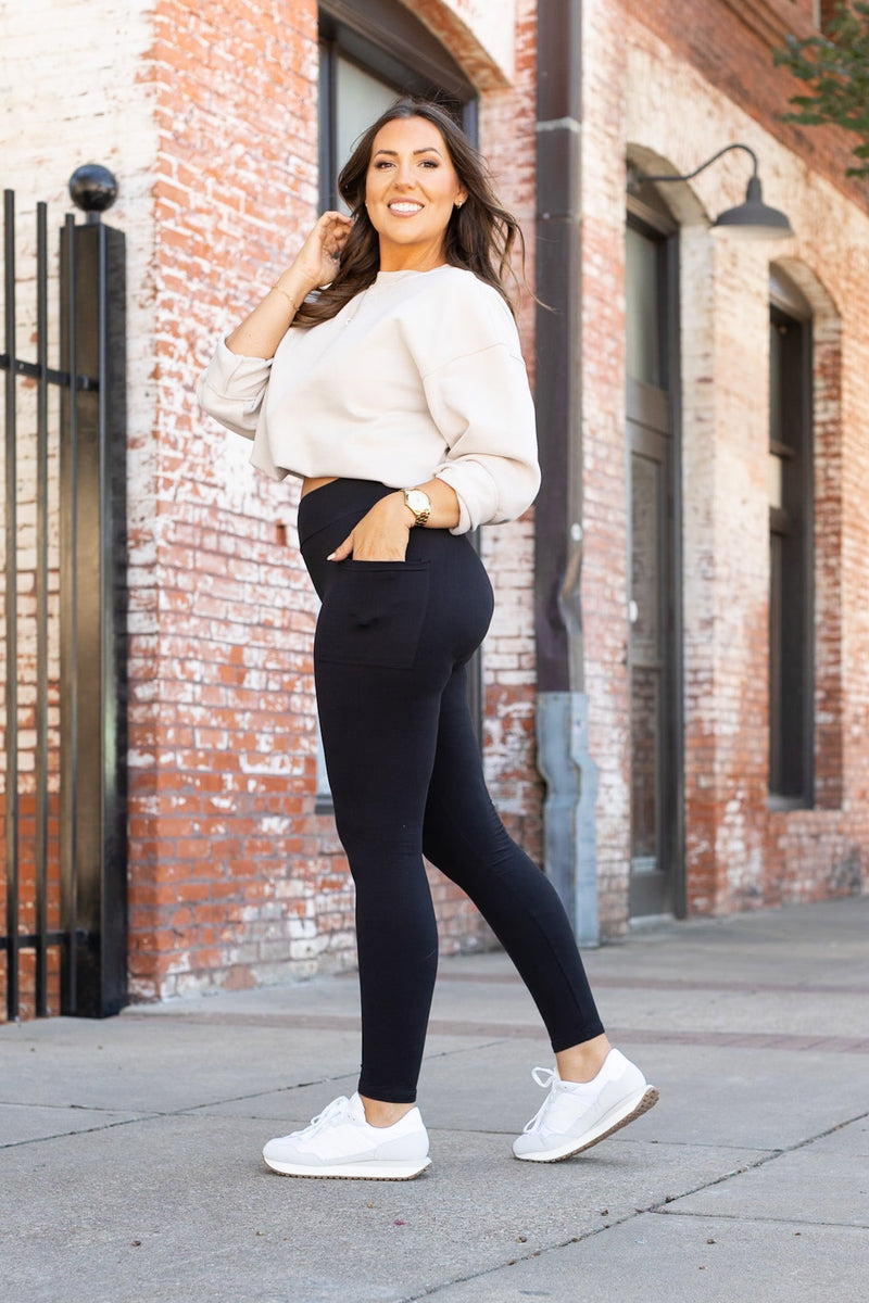 Ready to Ship | BLACK FULL-LENGTH Leggings with POCKET - Luxe Leggings by Julia Rose®