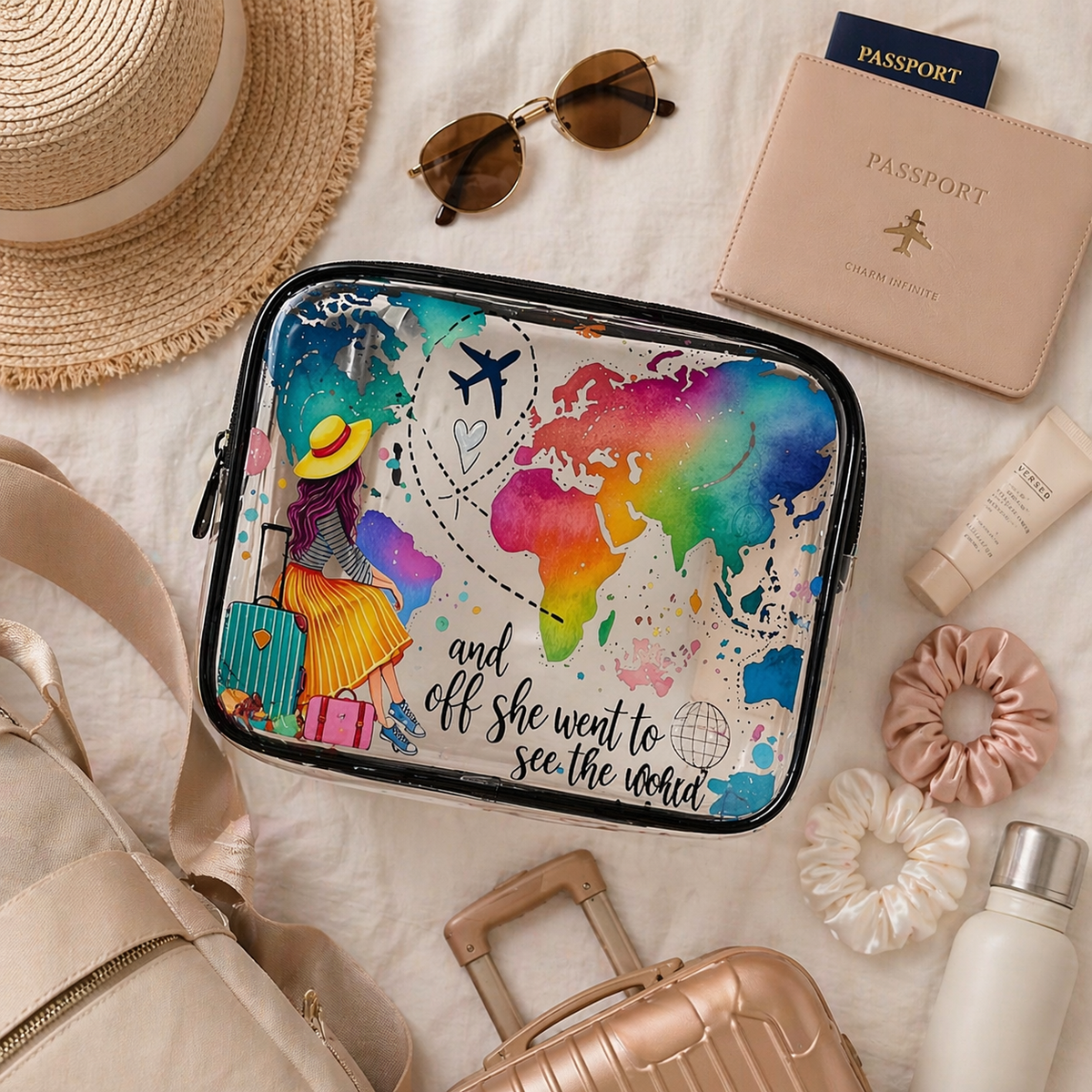 And Off She Went - Travel Pouch