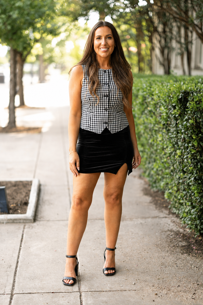 Black Velvet A-Line Skort