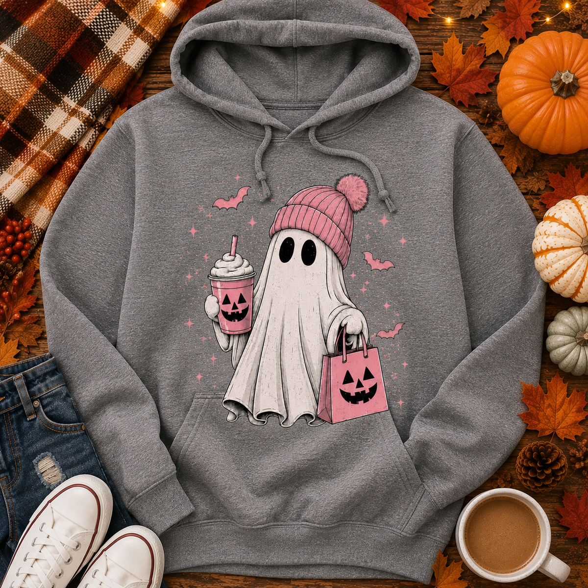 Pink Ghost Halloween Graphic HOODIE (Copy)
