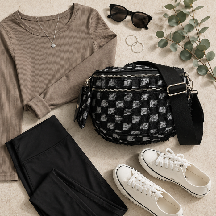 Carli - Black Woven Denim Sling Bag