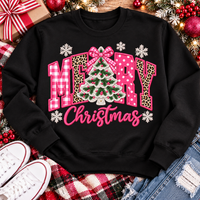 Pink Merry Christmas Graphic Apparel