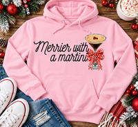 Merrier with a Martini holiday graphic apparel mockup.