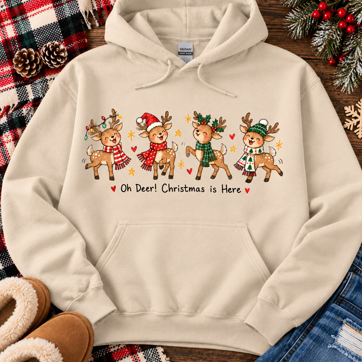 Oh Deer Christmas is Here Graphic Apparel
