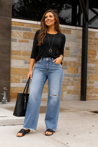 The Daphne - Black Tunic with 3/4 Sleeves