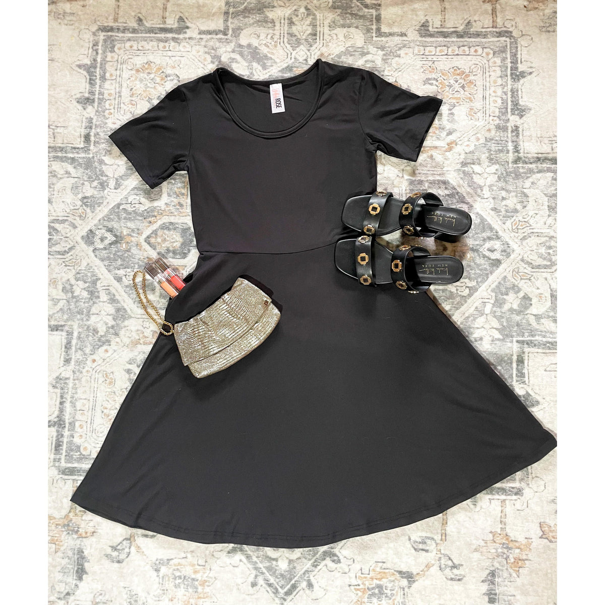 Julia Rose Dakota Dress women’s boutique midi dress front view, Woman wearing Julia Rose Dakota Dress casual everyday outfit