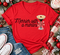 Merrier with a Martini holiday graphic apparel mockup.