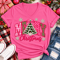 Pink Merry Christmas Graphic Apparel