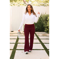 Ready to Ship  | The Maeve - 30"  MAROON Bootcut Leggings with Pockets*