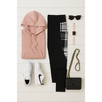 Ready to Ship | The Gabby - Black And White Plaid Panel Leggings