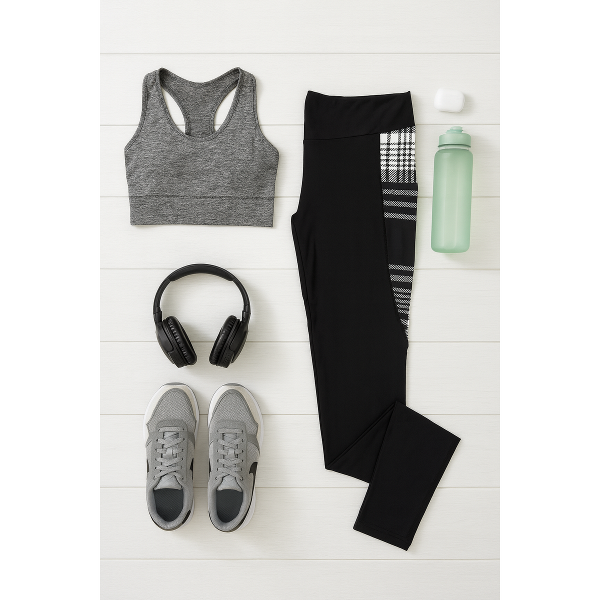 Ready to Ship | The Gabby - Black And White Plaid Panel Leggings